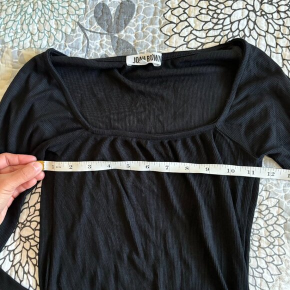 NWOT Joah Brown Square Neck Long Sleeve Shirt - Size S/M -  Black - Picture 3 of 5